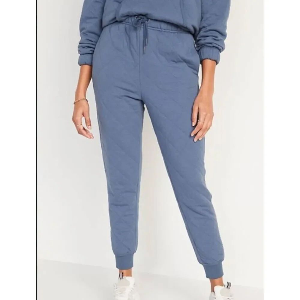 NWT Old Navy Pants Women's Large Blue Quilted Jogger Sweats Cozy Soft Lounge